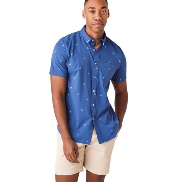 Southern Tide Other - Southern Tide Mens Shirt Shrimp Print Size S Short Sleeve Button Down Summer